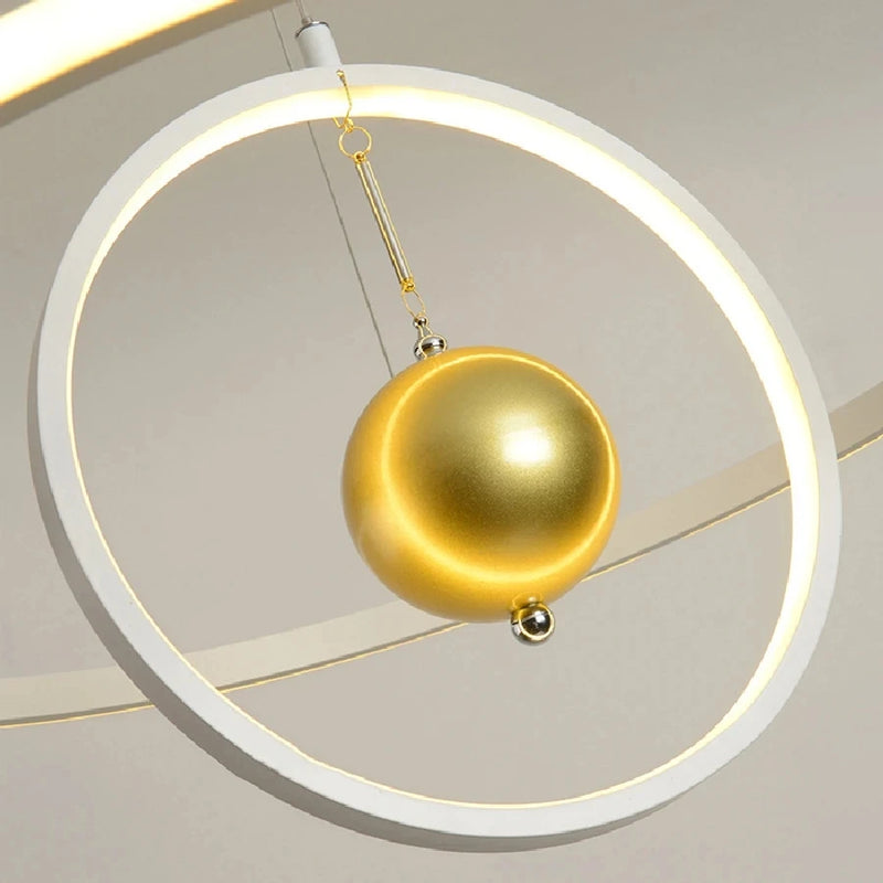 lustre circulaire en boule de fer avec luminaires led pour décoration