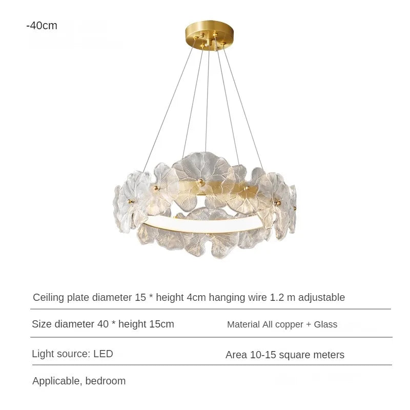 suspension en cuivre avec luminaire en verre artistique haut de gamme