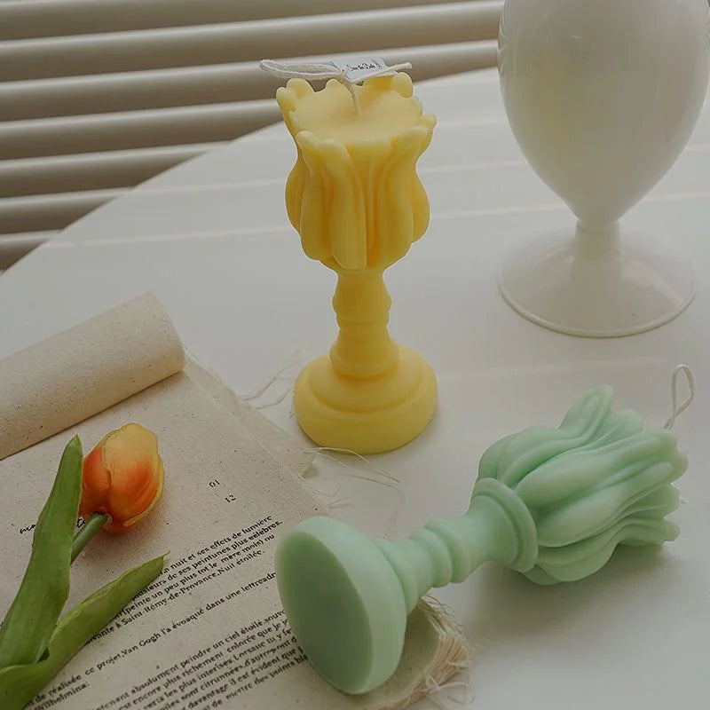 moule en silicone pour bougies diy et chandeliers tulipes créatifs