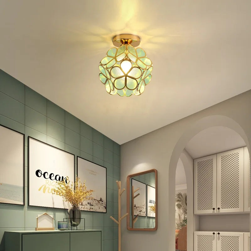 lampe de plafond led moderne à tête unique macaron en forme de pétale
