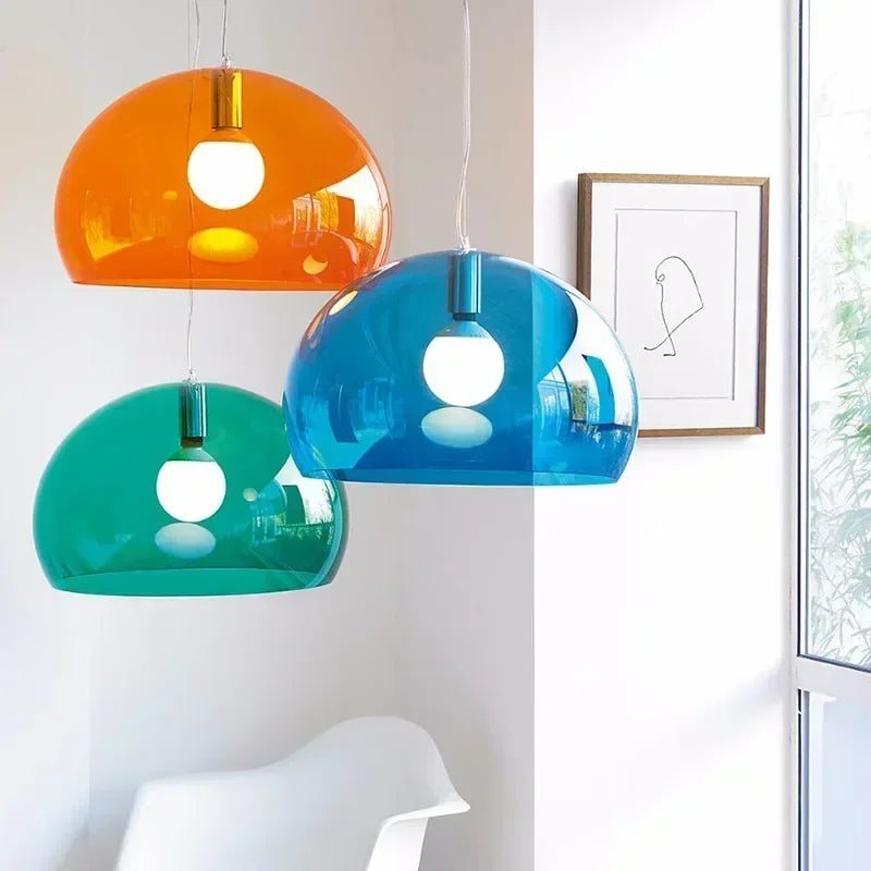 Italian Designer Dome Pendant Lamp Colorful Acrylic Chandelier Ceiling Suspenion Hanging Light with E27 Bulb