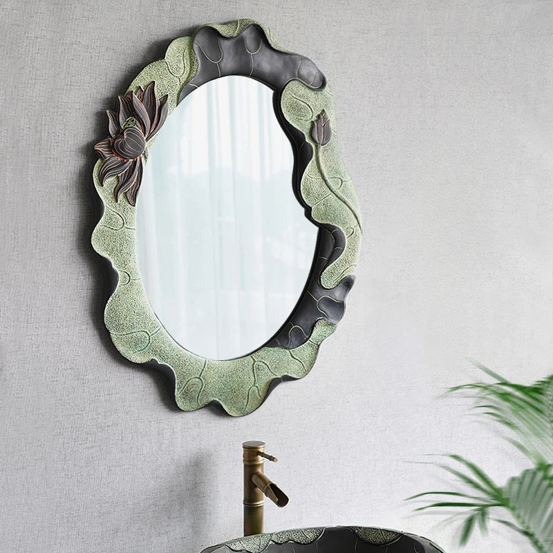 miroirs décoratifs ovales adhésifs rétro pour décoration murale