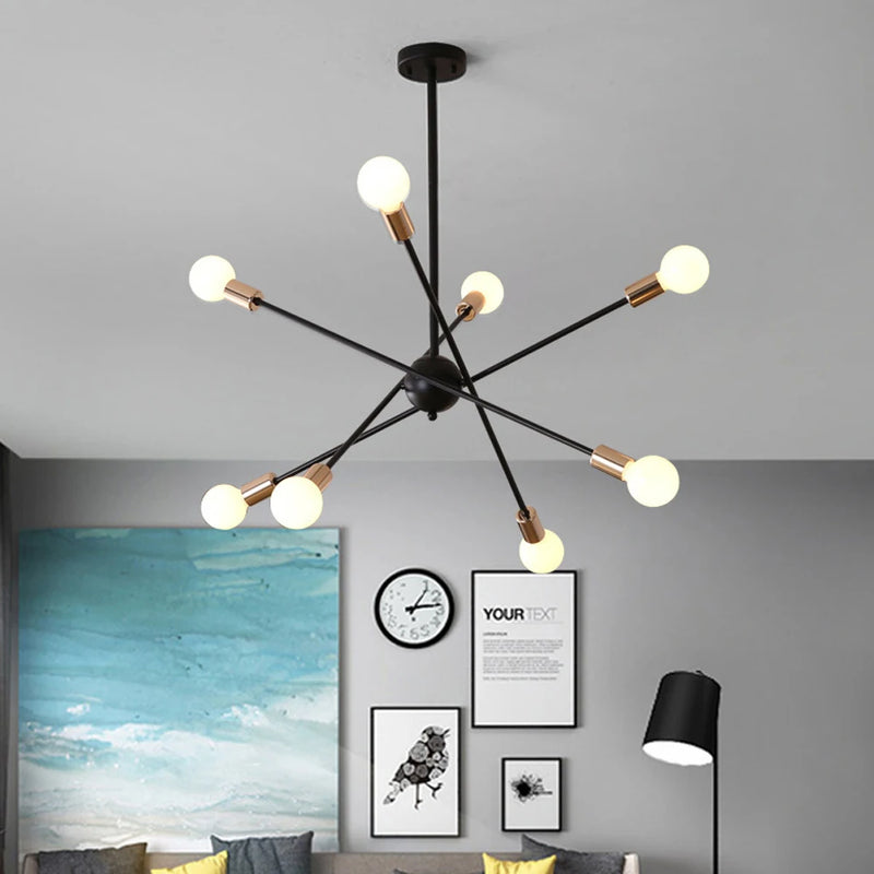 lustre moderne nordique sputnik avec éclairage led intérieur