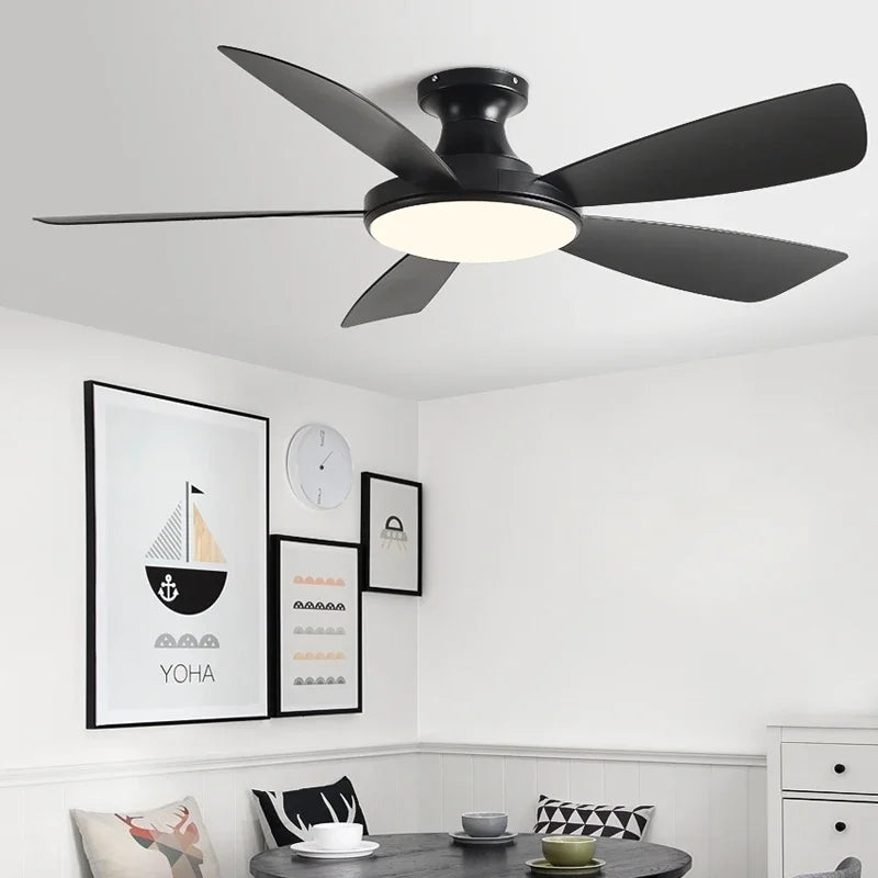 ventilateur de plafond bas moderne avec lumière led et télécommande dc