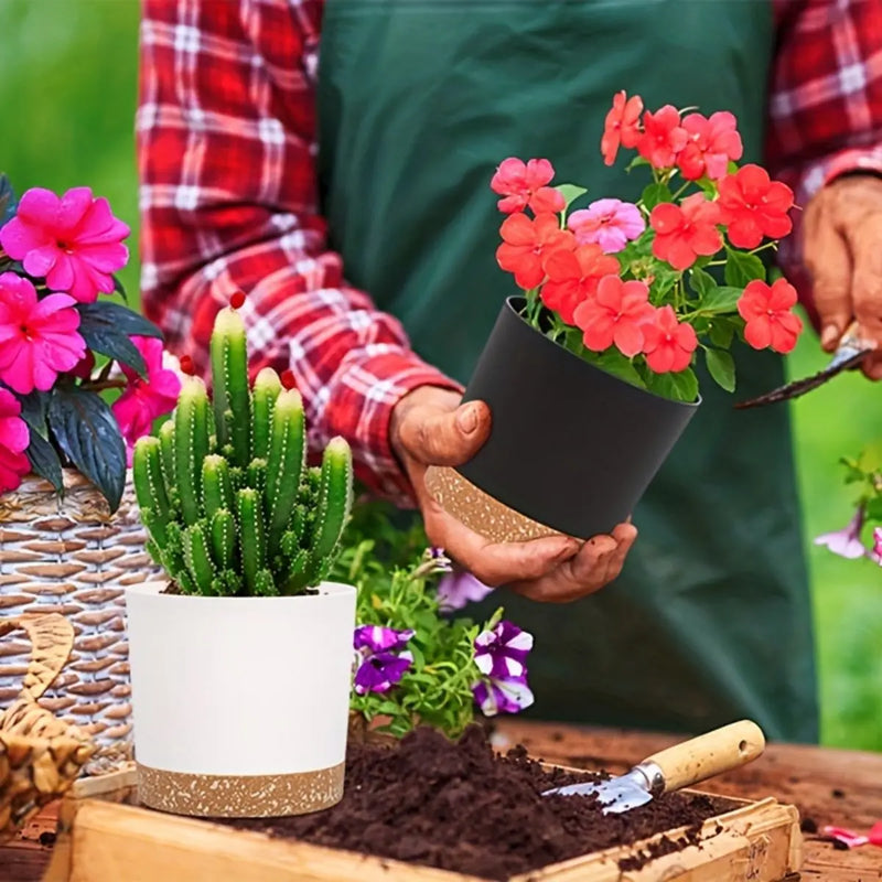 lot de 4 pots de fleurs ronds avec fond amovible et respirant