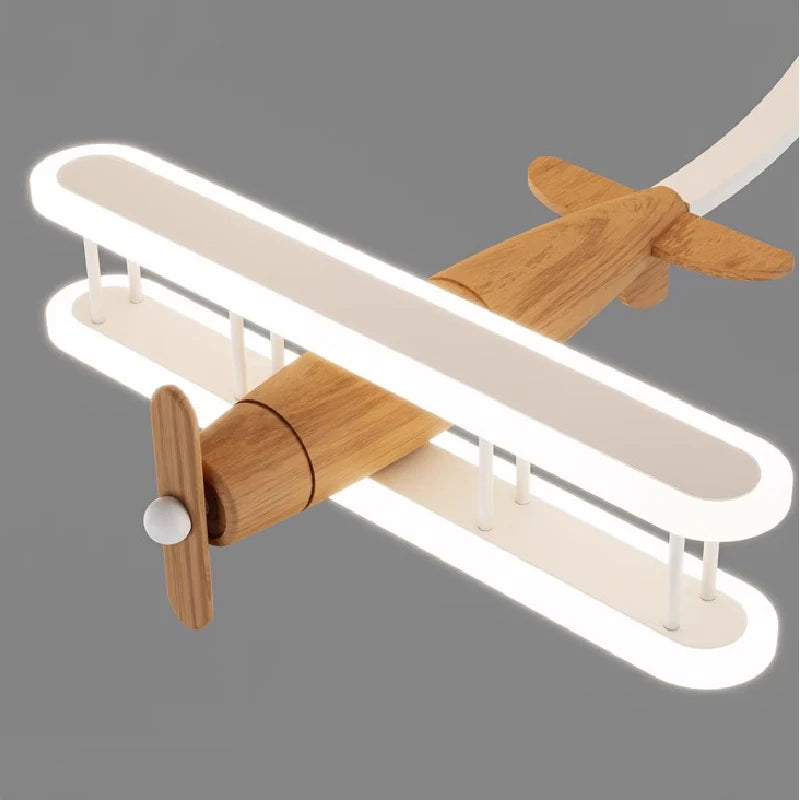 plafonnier avion en bois pour chambre d'enfant moderne et chaleureux