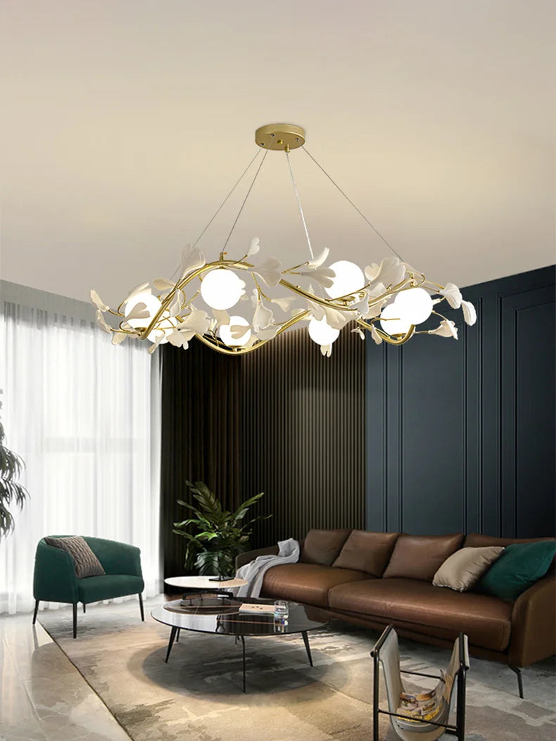 lustre ginkgo suspendu lumineux design moderne pour intérieur