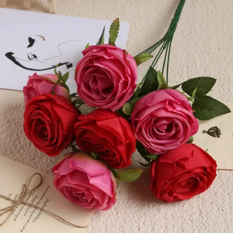 bouquet de roses artificielles en soie pour décoration élégante