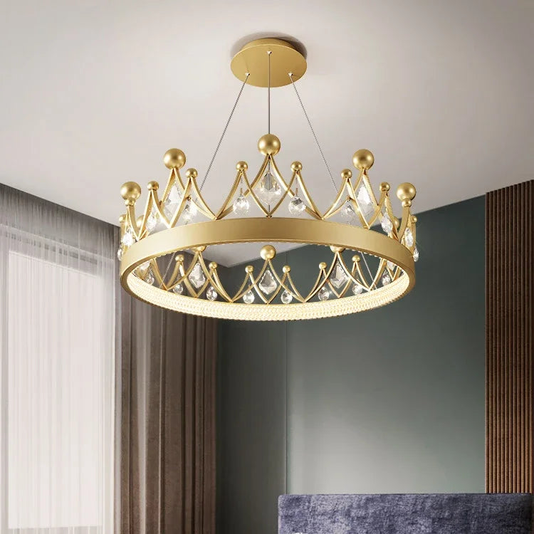 2024 Simple bedroom lamp children's room living room light luxury crown crystal chandelier  pendant lights  room decor