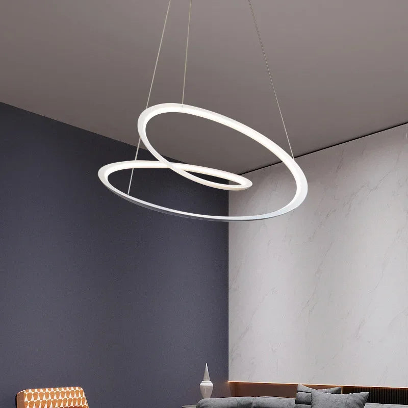 suspension moderne à led avec anneau doré pour décoration intérieure