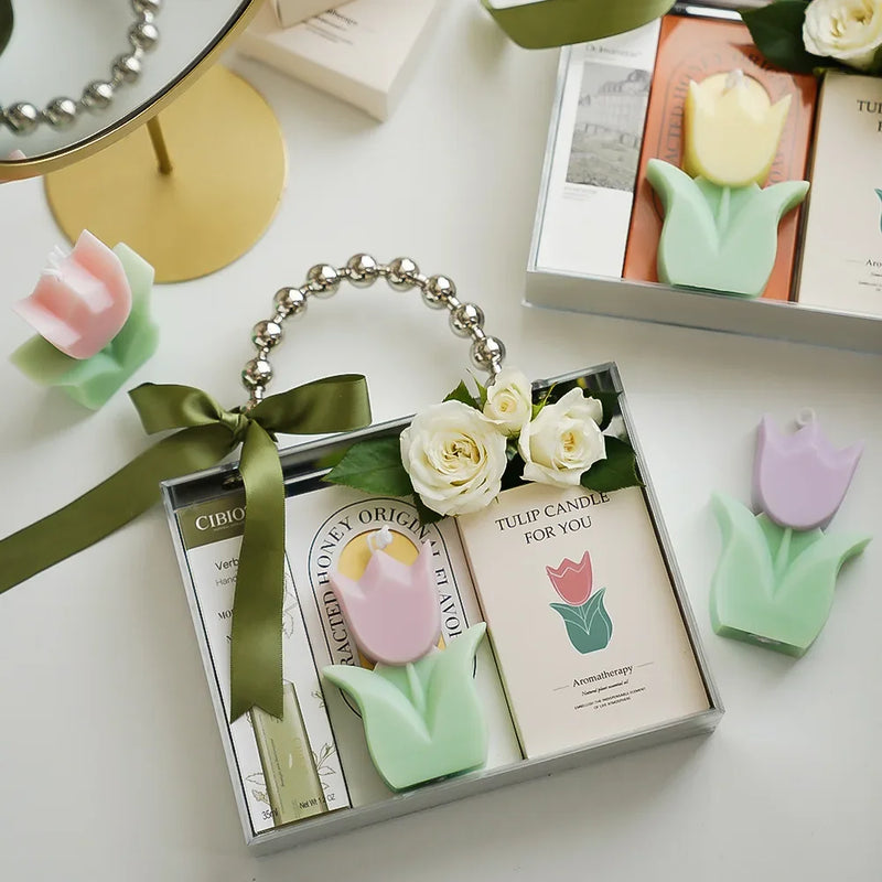 bougie tulipe artisanale parfumée pour décorations et aromathérapie