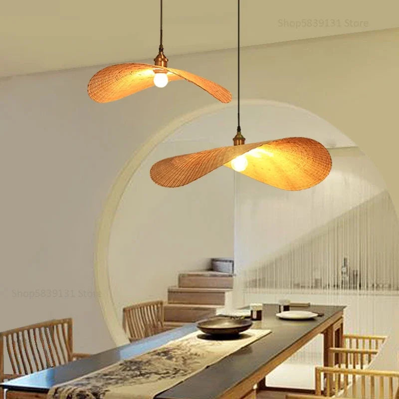 lampes led suspendues modernes faites à la main en bambou