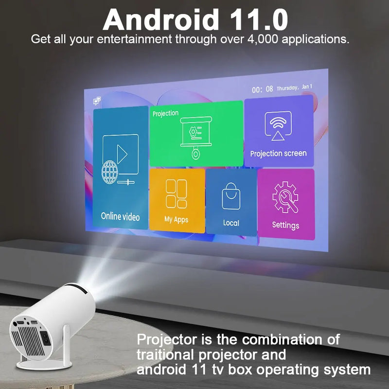 projecteur magcubic hy300 pro 4k android 11 wifi6 260ansi bt5.0 home cinéma extérieur