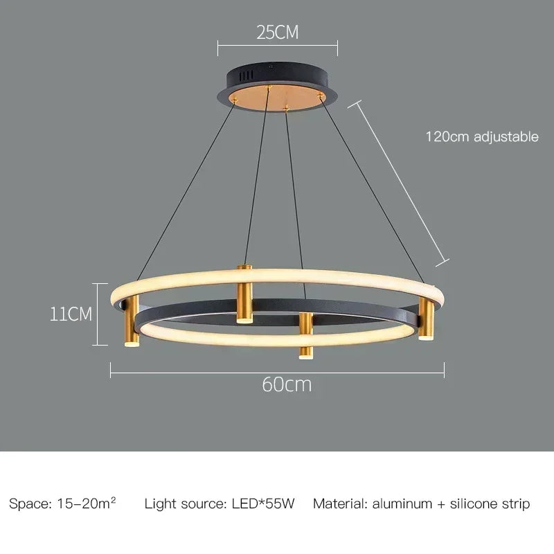 lustre moderne en anneau avec éclairage led décoratif