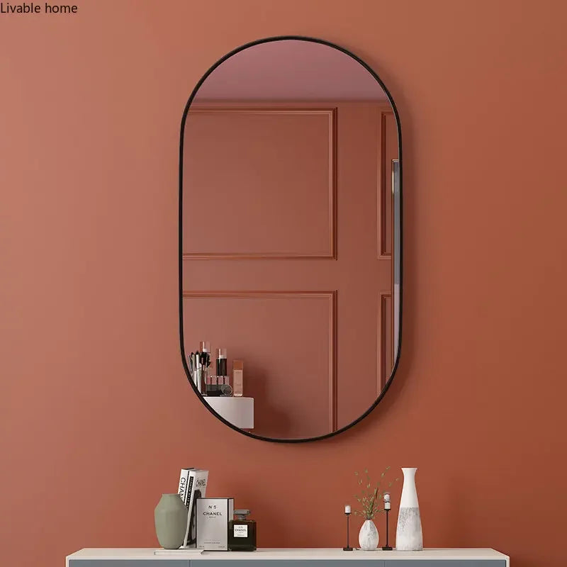 miroir ovale doré mural pour salle de bain et maquillage