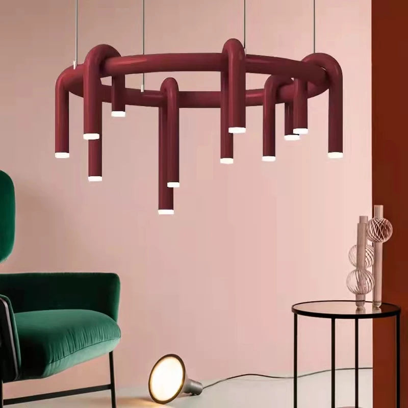 suspension led en tube en u design artistique réglable