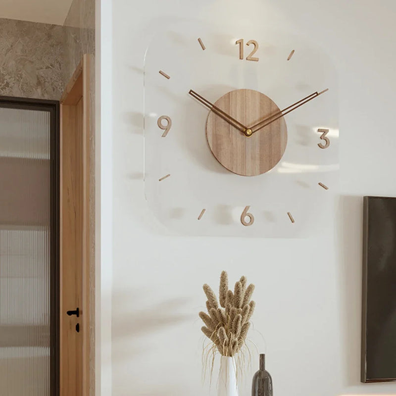 horloge murale en bois minimaliste silencieuse à suspendre