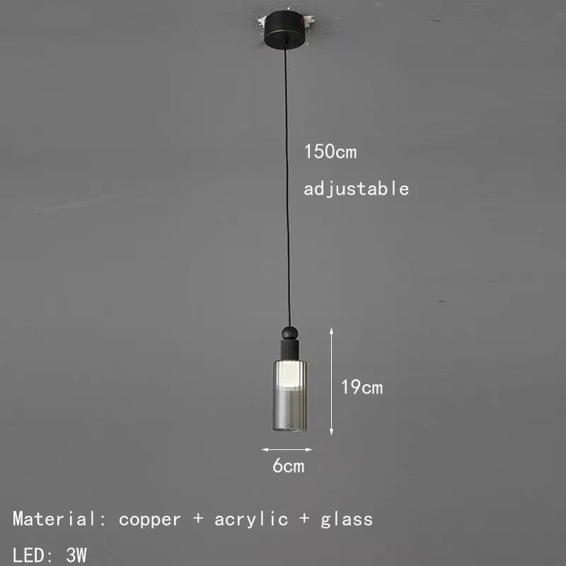 suspension moderne en verre et cuivre avec cordons interchangeables