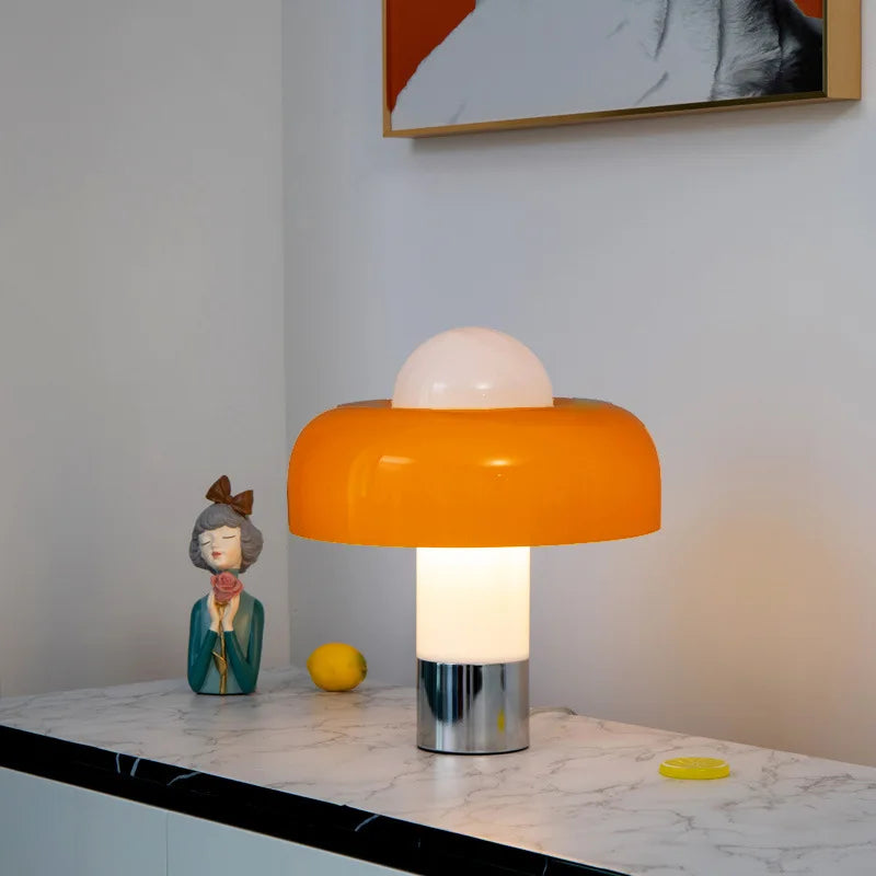 lampe à poser moderne en verre design champignon pour intérieur