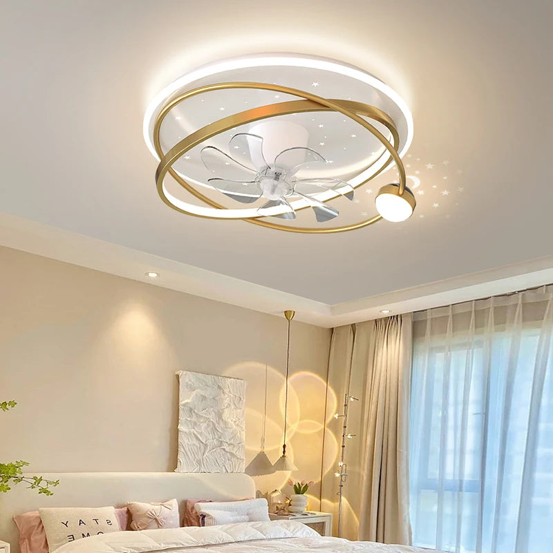 lustre moderne avec lumières et ventilateur intelligent pour intérieur