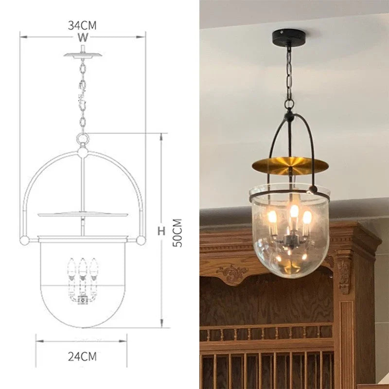 Scandinavian Glass Pendant Light Vintage Ceiling Hanging Lamp For Dining Room Bar Bedroom