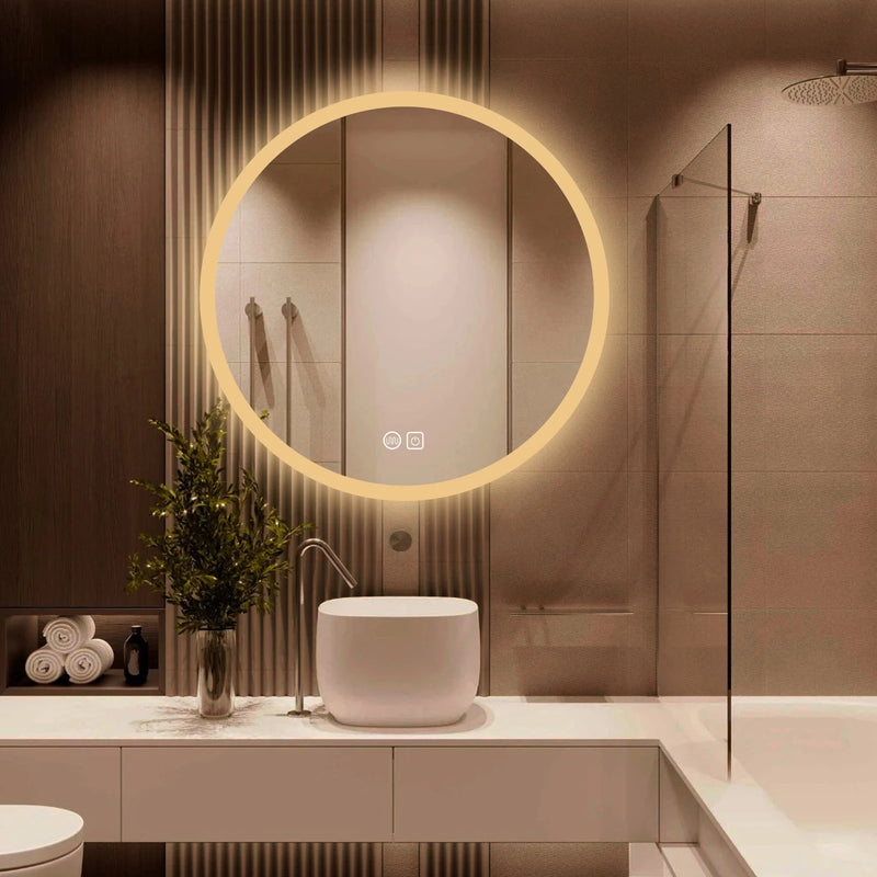 miroir rond lumineux avec interrupteur tactile et fonction antibuée