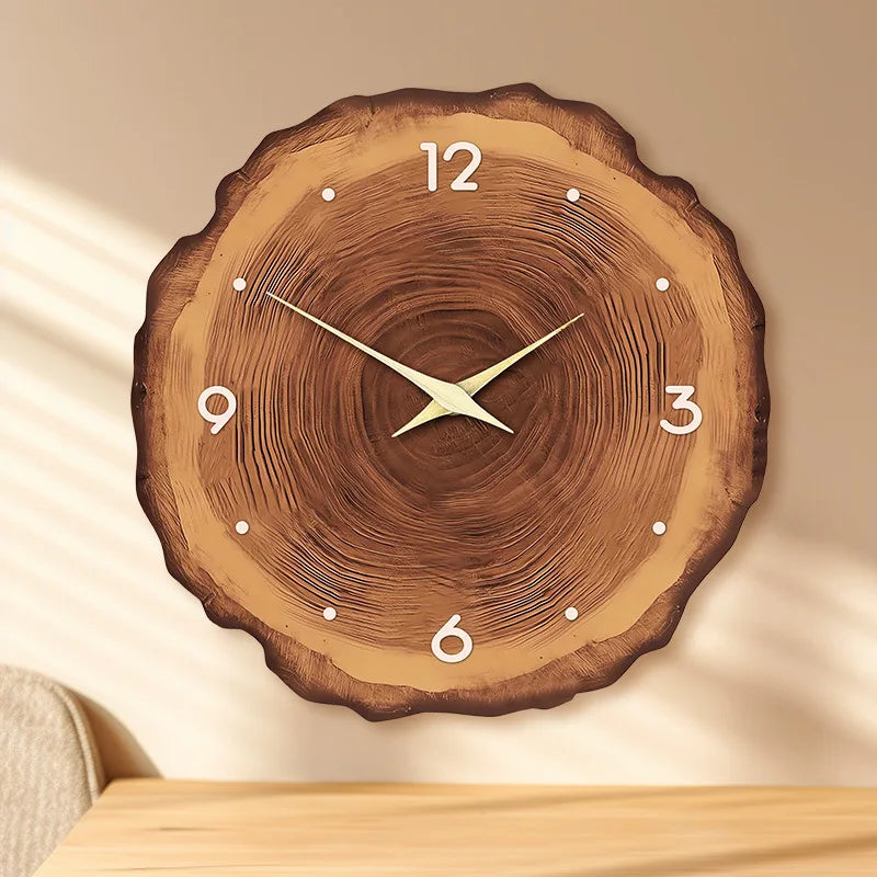 horloge murale moderne en faux bois pour décoration intérieure