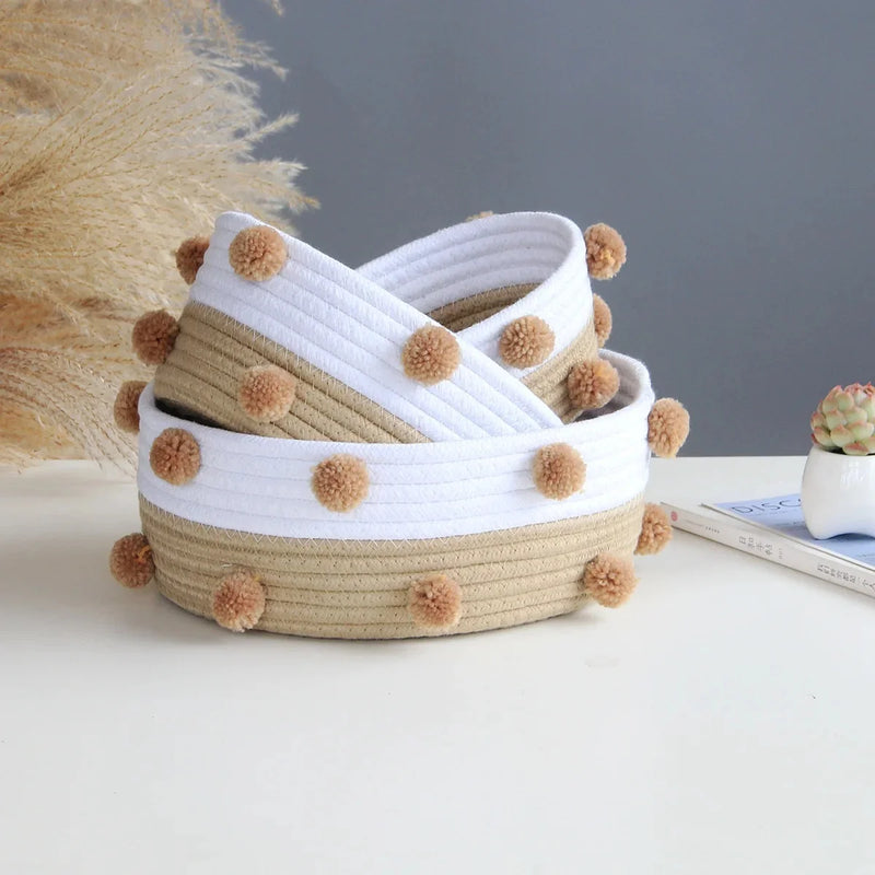 paniers de rangement en corde de coton pour organisation maison