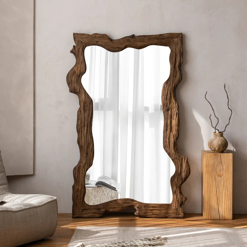 miroir moderne de luxe sur pied en bois décoratif pour la maison