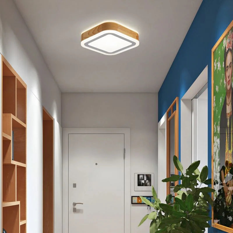 plafonnier led en bois moderne pour intérieur minimaliste