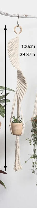 support de plante en macramé suspendu fait main en coton naturel