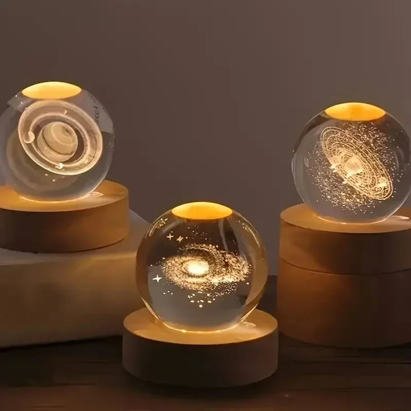 boule de cristal 3D système solaire planète lumineuse cadeau passionnés espace