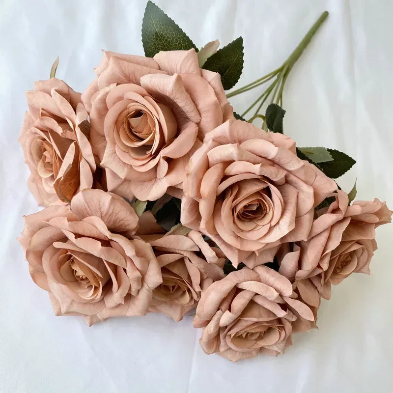 bouquet de roses artificielles en soie pour décoration intérieure