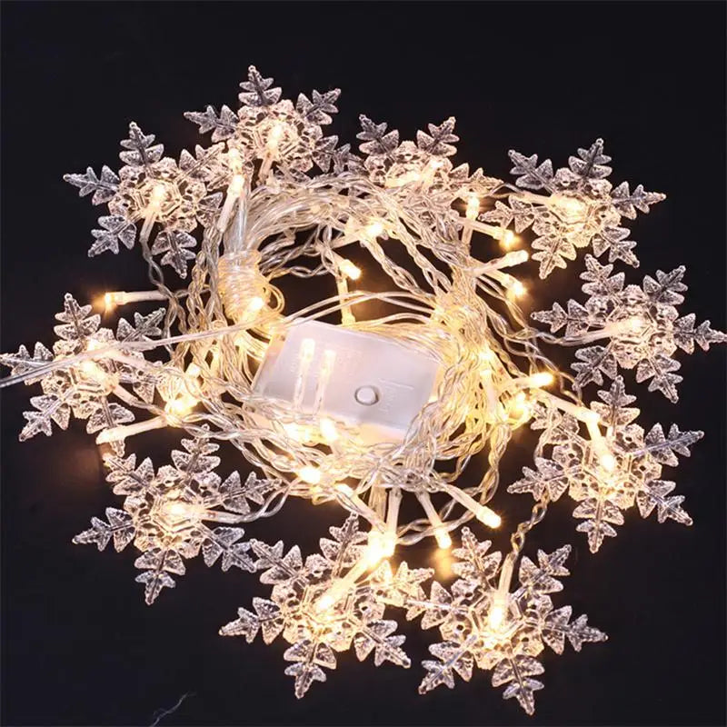 guirlande lumineuse led flocons de neige pour décorations de fête et Noël