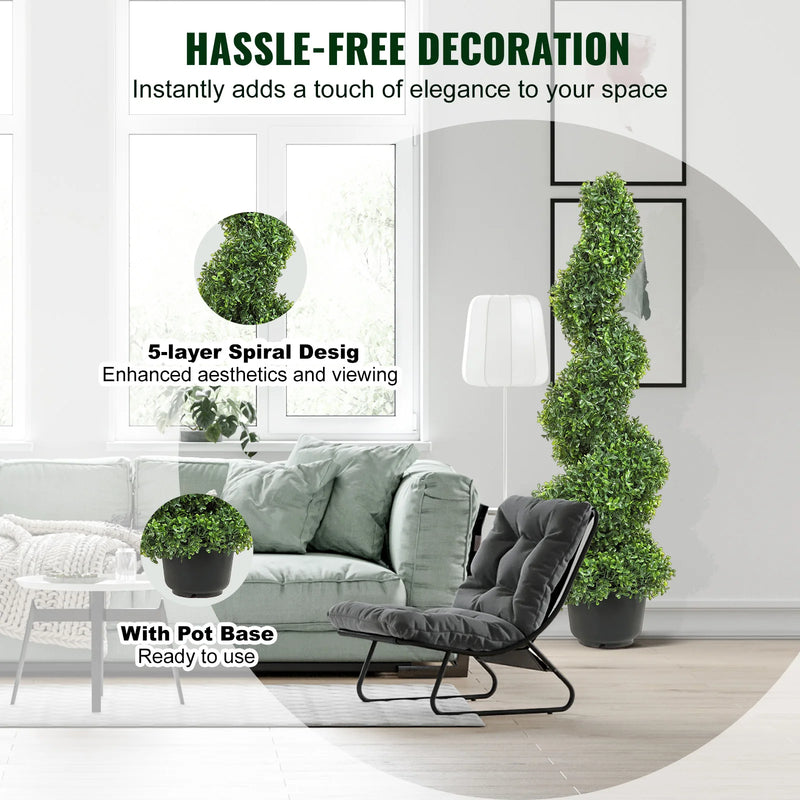 plante artificielle topiaire spirale décorative en plastique vert