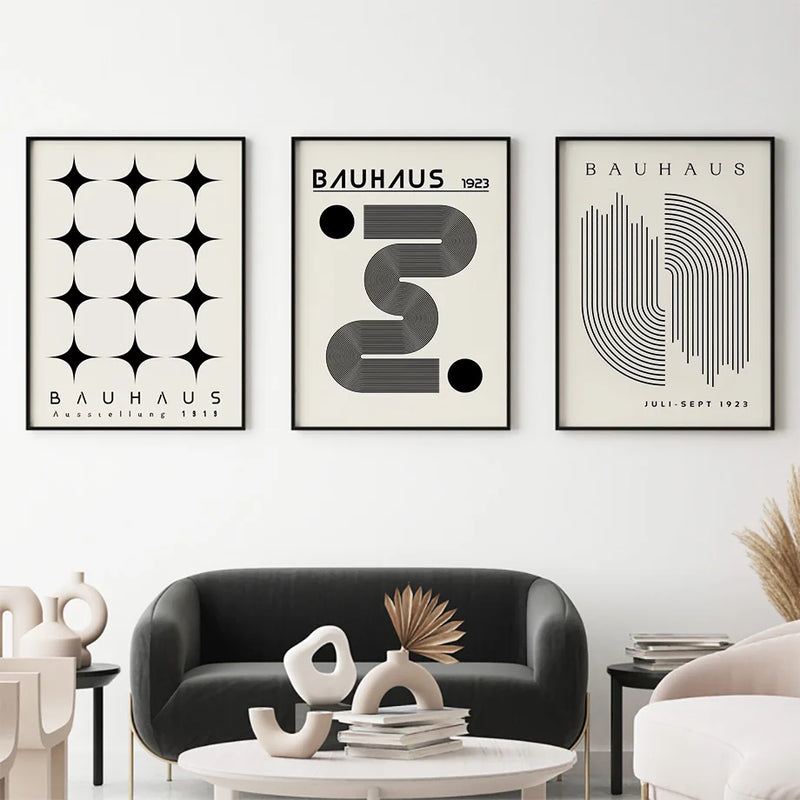 affiche abstraite boho style bauhaus géométrique pour décoration intérieure