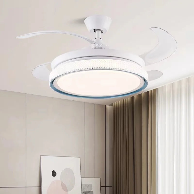 ventilateur de plafond moderne led intelligent avec 4 pales rétractables