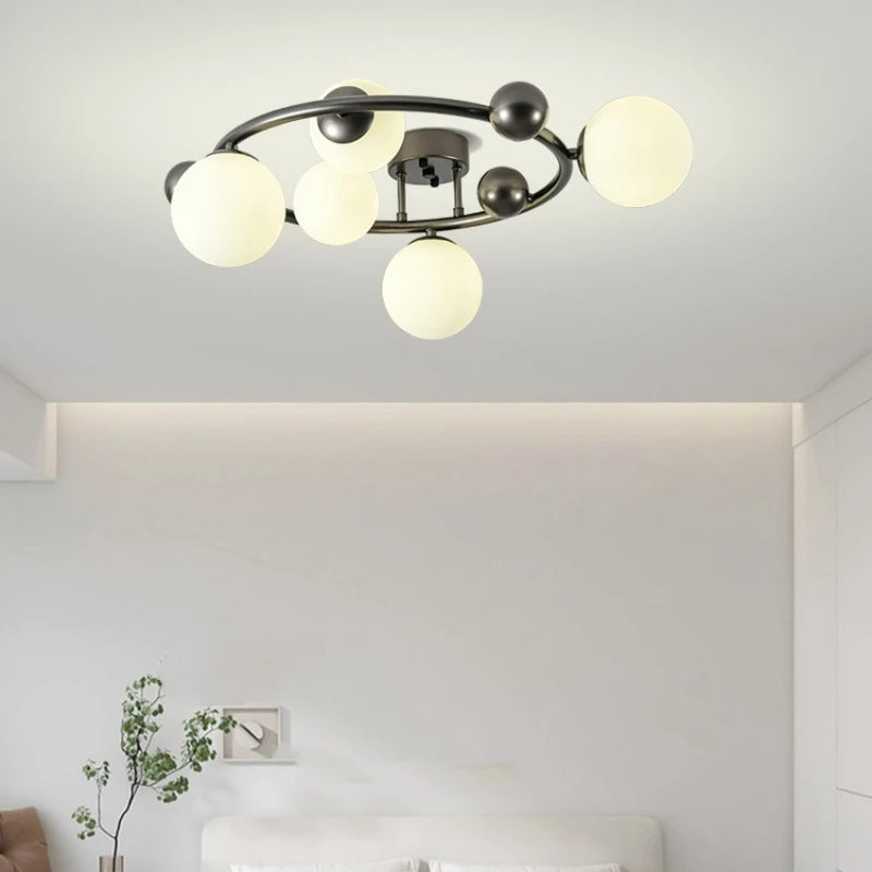 lampe suspendue nordique en métal et verre décorative avec fil réglable