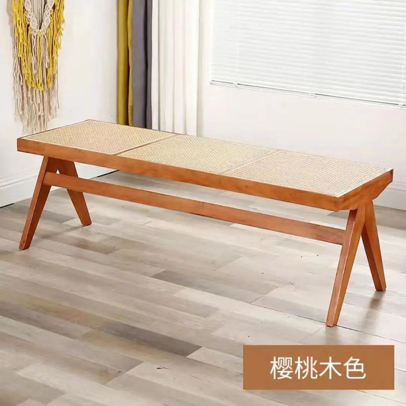 banc en rotin tressé style japonais ancien pour petit espace