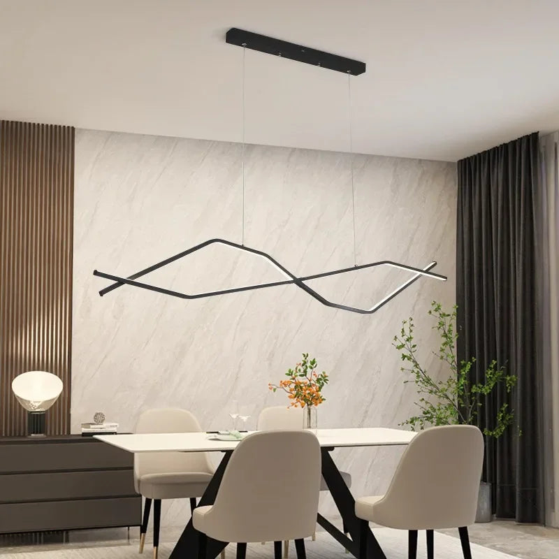 lustre moderne à LED en forme de vague design élégant pour la maison