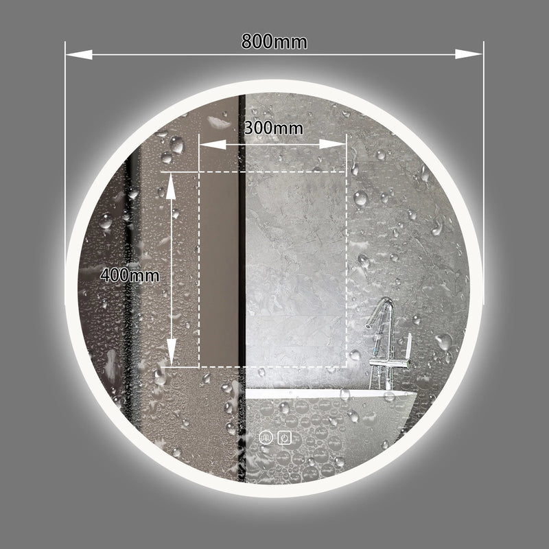 miroir rond lumineux avec interrupteur tactile et fonction antibuée