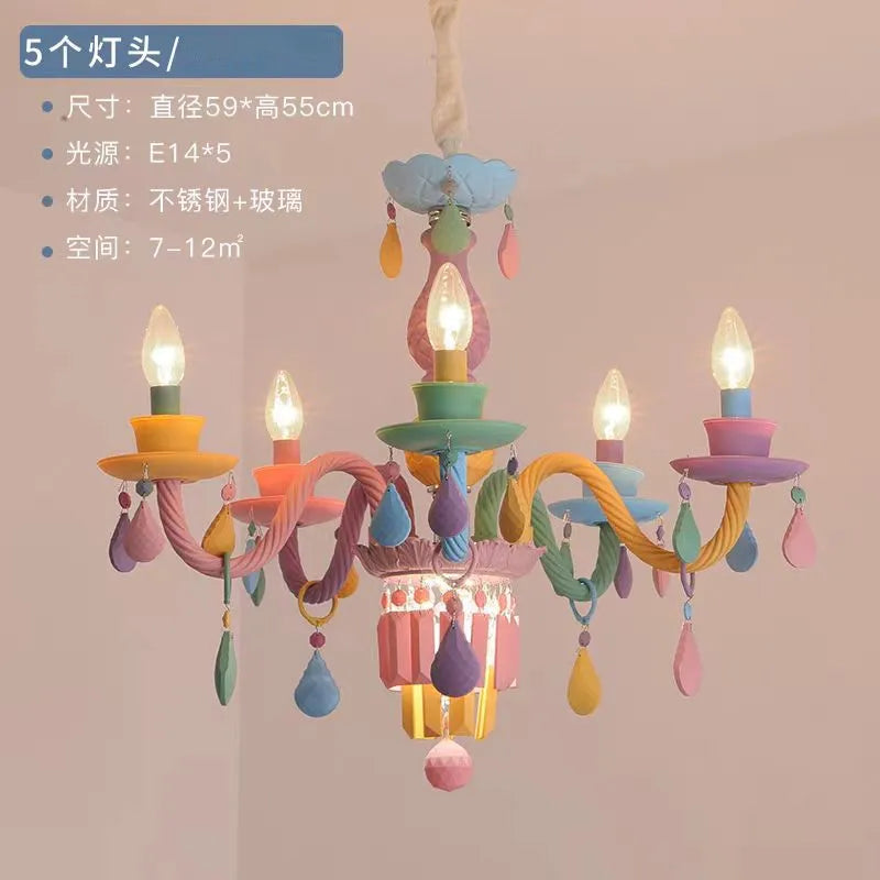 lustre arc-en-ciel en cristal design kawaii pour décoration chambre enfant