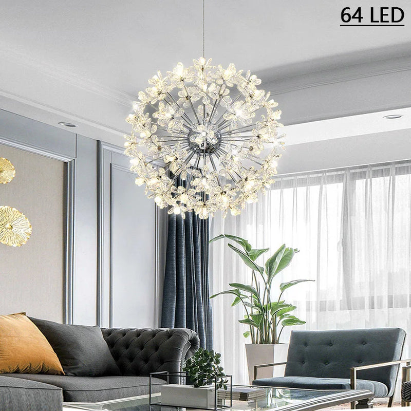 lustre moderne led en cristal pissenlit boule ronde sandyha