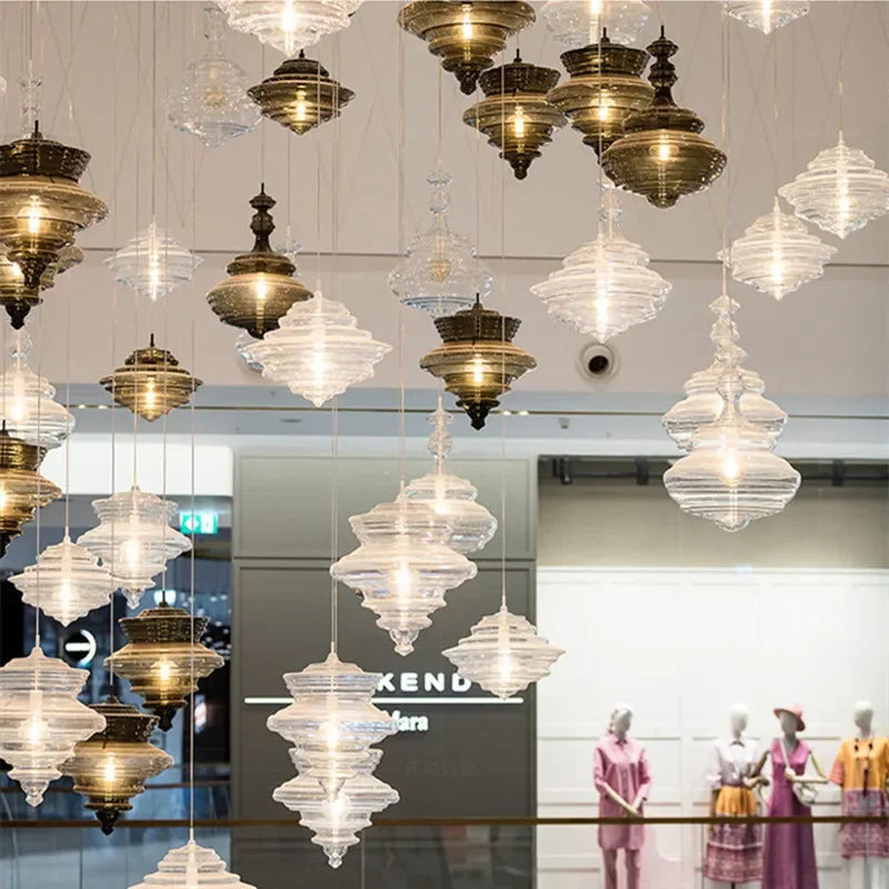 lampe suspendue en verre design moderne pour bars et cafés