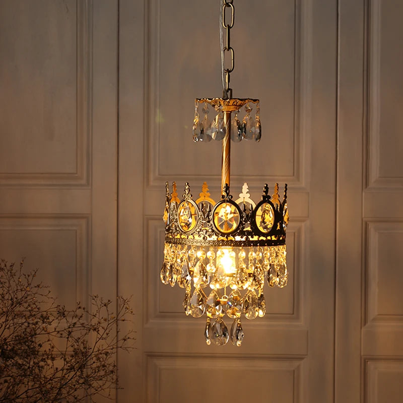 lustre rétro en cristal pour éclairage intérieur décoratif