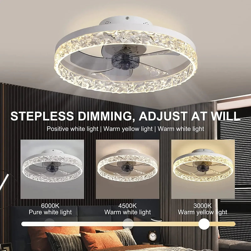 plafonnier led cristal ventilateur plafond télécommande 6 vitesses nordique