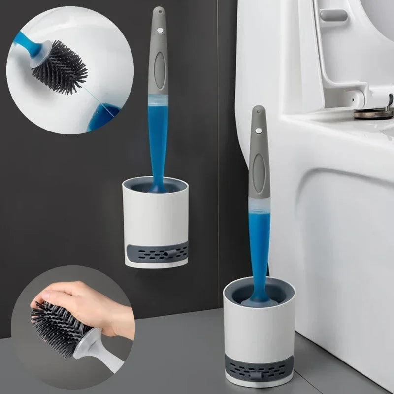 ensemble de brosses rechargeables pour nettoyage en silicone avec support mural