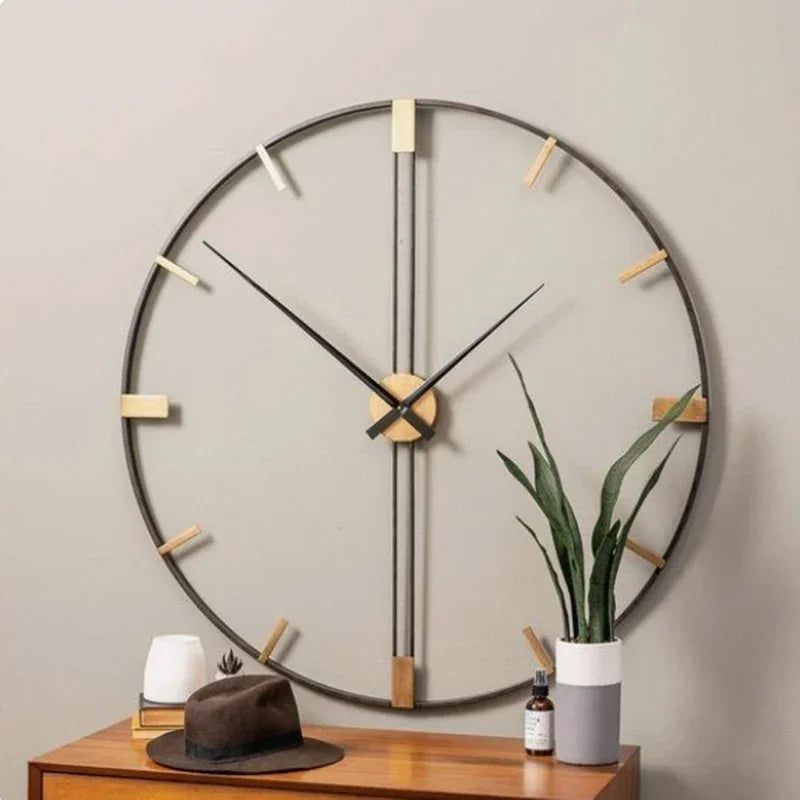 horloge murale nordique en métal design silencieux pour décoration moderne