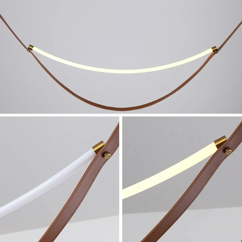 ceinture en cuir moderne avec suspension led pour décoration luminaire