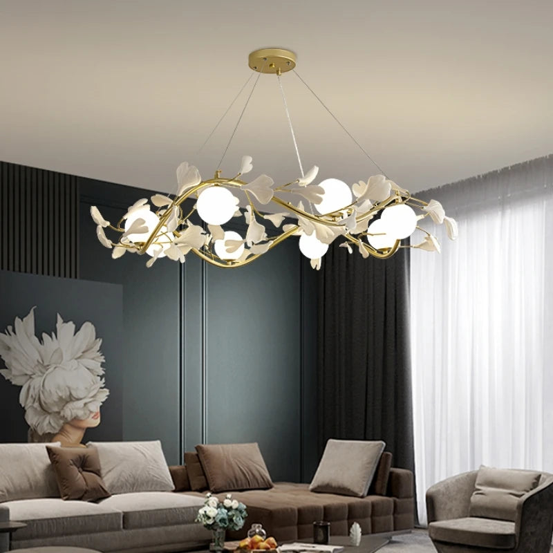 suspension luxe ginkgo design moderne pour éclairage élégant